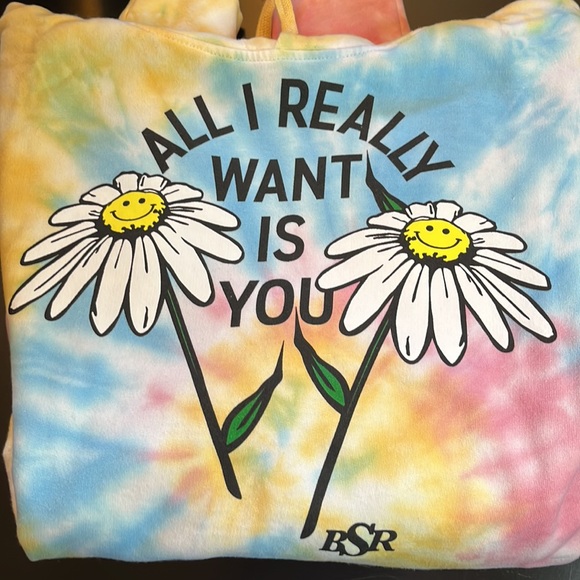 BY SAMII RYAN pastel tie dyed hoodie sweatshirt with smiling daisy small xlarge - Picture 13 of 16